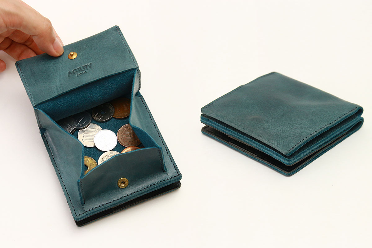 財布 ミニ財布 正方形 コンパクト 折財布 小さめ ボックス型 革 本革