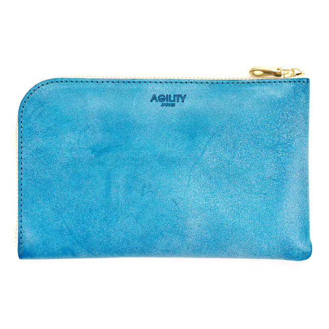 財布 長財布 L字ファスナー 旅行財布 革 レザー スマホポーチ パスポートケース ターコイズブルー